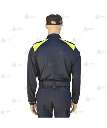 Polo térmico bicolor marino/amarillo flúor de manga larga para Policía Local