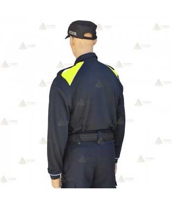 Polo térmico bicolor marino/amarillo flúor de manga larga para Policía Local