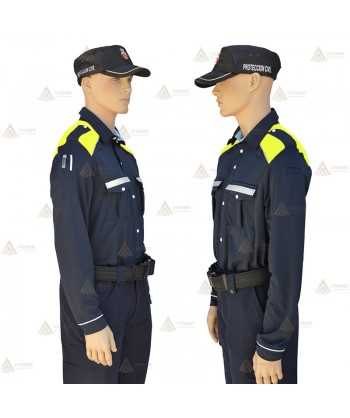 Polo térmico bicolor marino/amarillo flúor de manga larga para Policía Local