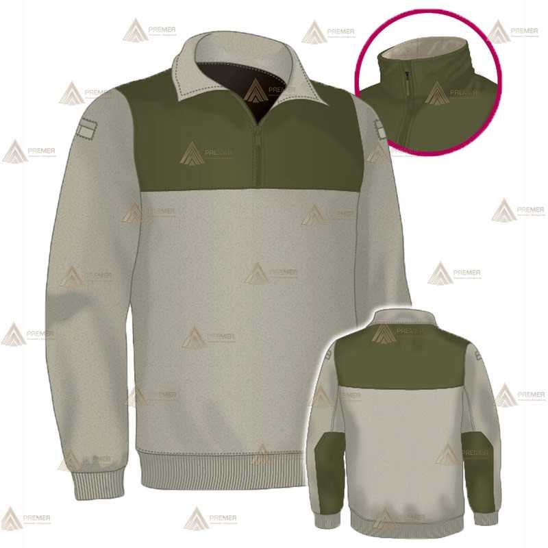 Jersey polar con media cremallera color arena y verde militar para Agentes Rurales y Medioambientales