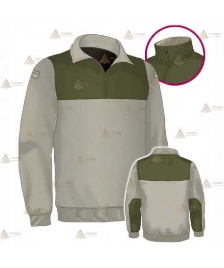 Jersey polar con media cremallera color arena y verde militar para Agentes Rurales y Medioambientales