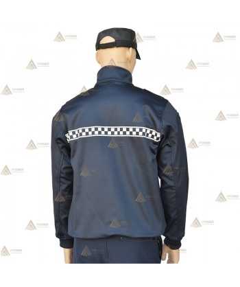 Jersey softshell monocolor azul marino con damero reflectante y membrana PU para Policía Local