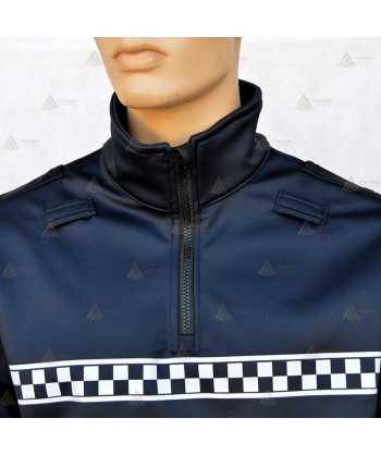 Jersey softshell monocolor azul marino con damero reflectante y membrana PU para Policía Local