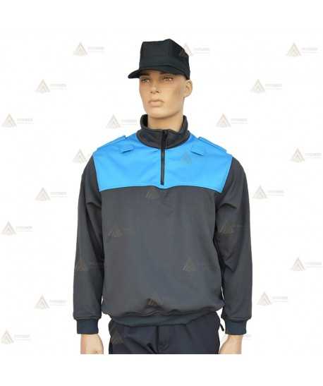 Jersey softshell bicolor con membrana PU color marino y azul tropical para Policía Local