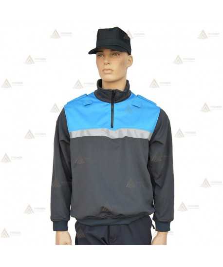 Jersey softshell bicolor con membrana y cinta reflectante color marino y azul tropical para Policía Local