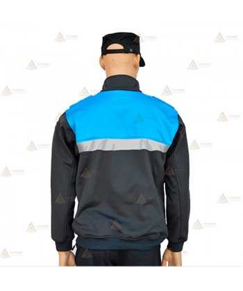 Jersey softshell bicolor con membrana y cinta reflectante color marino y azul tropical para Policía Local