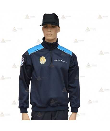 Jersey softshell bicolor con membrana PU color marino y azul tropical para Policía Local de Galicia
