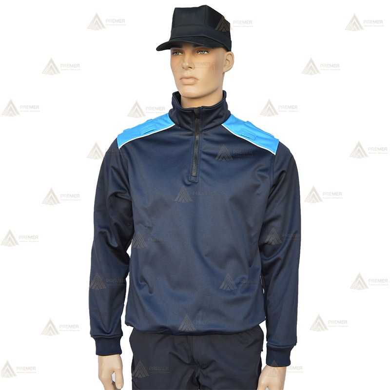 Jersey softshell bicolor con membrana PU color marino y azul tropical para Policía Local