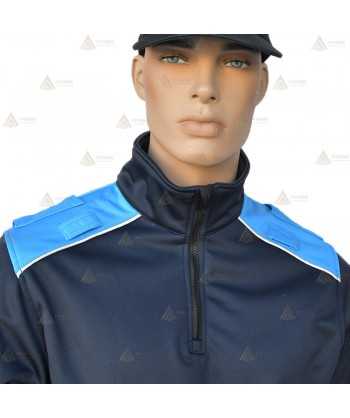 Jersey softshell bicolor con membrana PU color marino y azul tropical para Policía Local