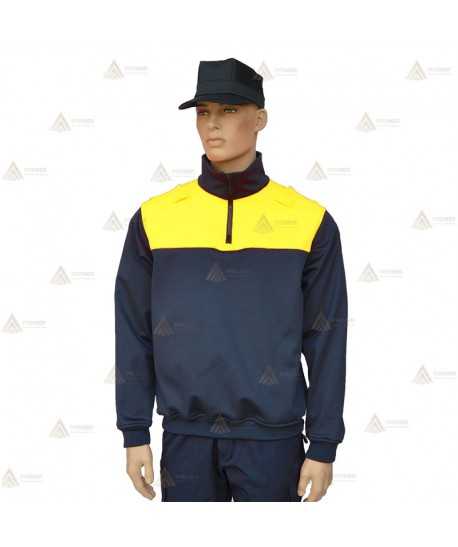 Jersey softshell bicolor con membrana PU color marino y amarillo flúor para Policía Local