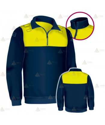 Jersey softshell bicolor con membrana PU color marino y amarillo flúor para Policía Local