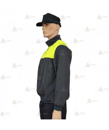 Jersey softshell bicolor con membrana PU color marino y amarillo flúor para Policía Local