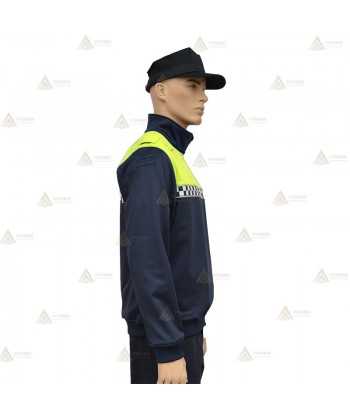 Jersey softshell bicolor marino/amarillo flúor con damero para Policía Local