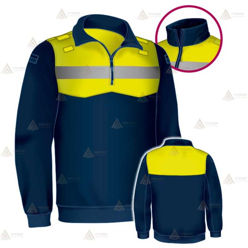 Jersey softshell bicolor con membrana PU color marino y amarillo flúor para Policía Local