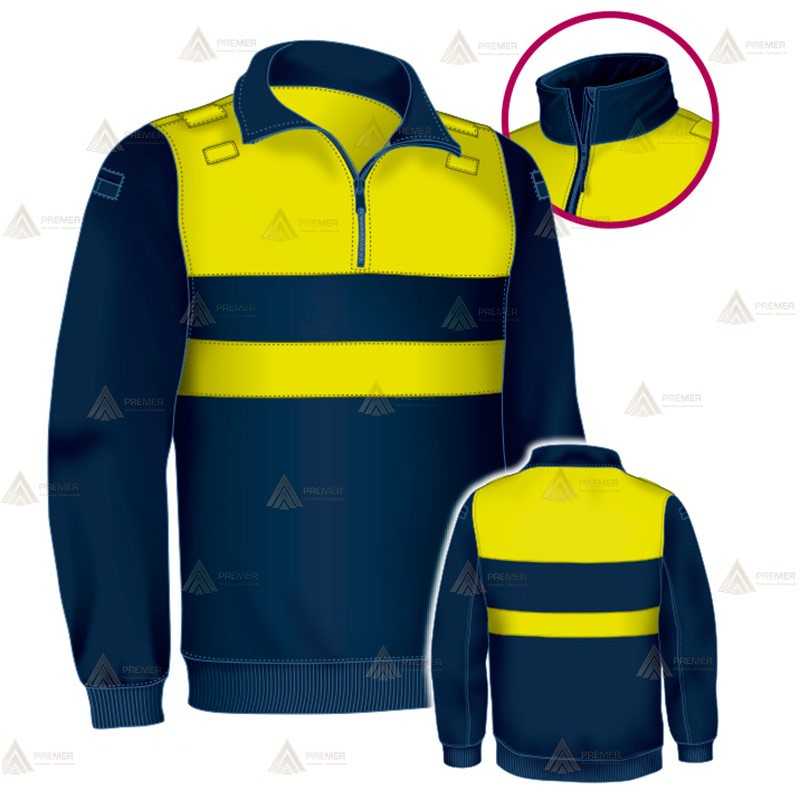 Jersey softshell bicolor con membrana PU color marino y amarillo flúor para Policía Local