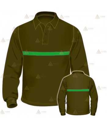 Polo mono color de manga larga para Agentes Forestales y medioambientales color Verde Militar