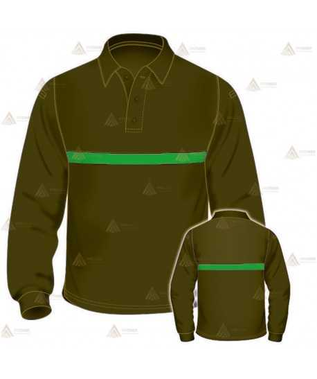Polo mono color de manga larga para Agentes Forestales y medioambientales color Verde Militar
