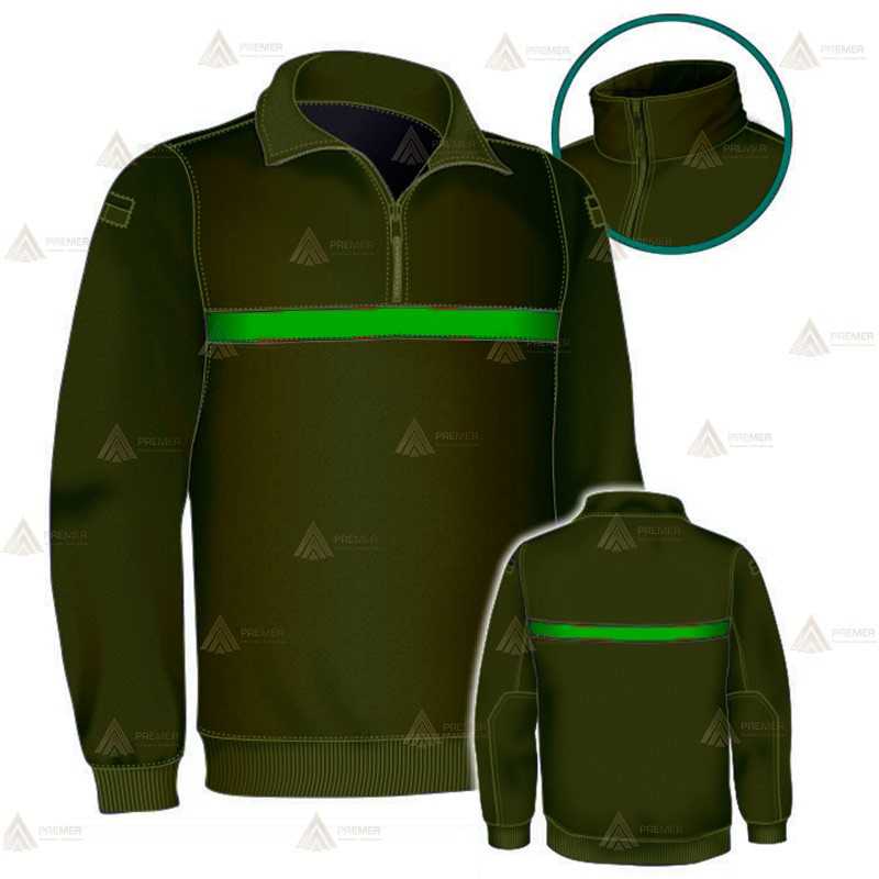 Jersey polar con media cremallera color verde militar para Agentes Rurales y Medioambientales