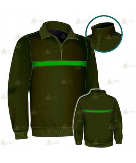 Jersey polar con media cremallera color verde militar para Agentes Rurales y Medioambientales