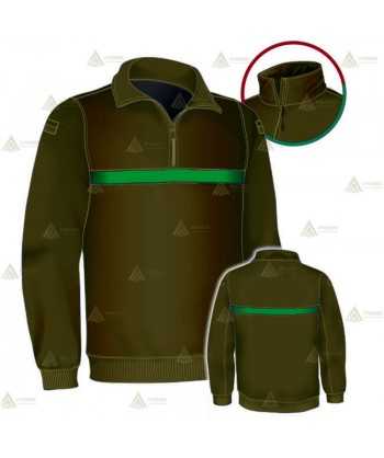 Jersey softshell monocolor verde militar con membrana PU para Agentes Rurales y Medioambientales