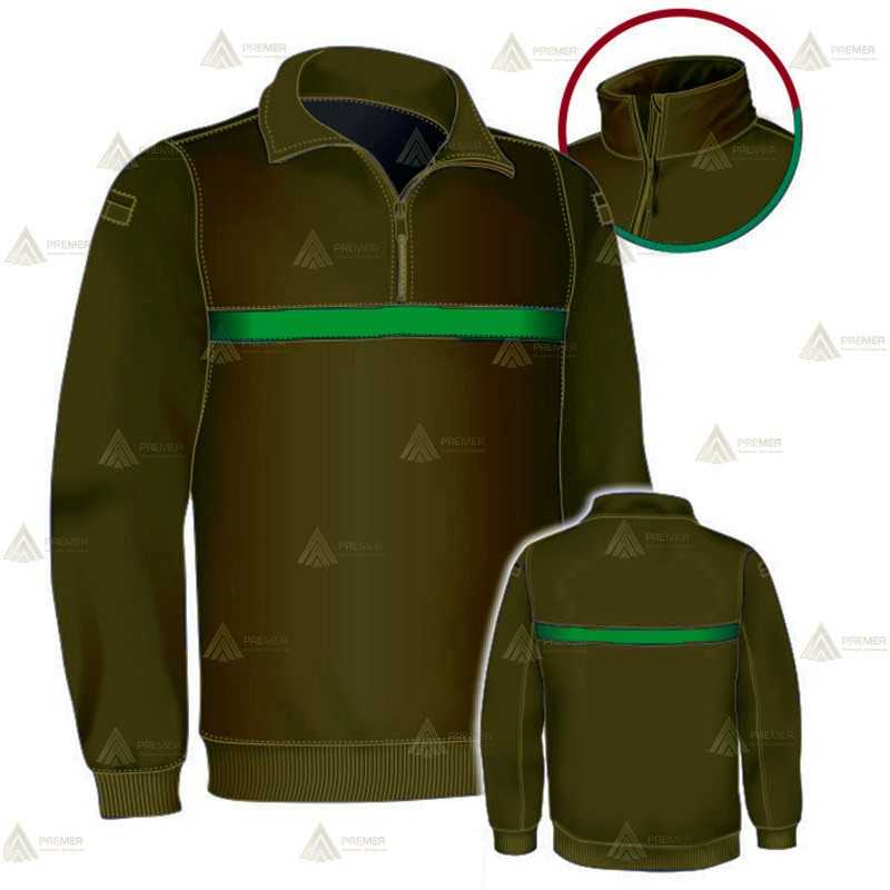 Jersey softshell monocolor verde militar con membrana PU para Agentes Rurales y Medioambientales