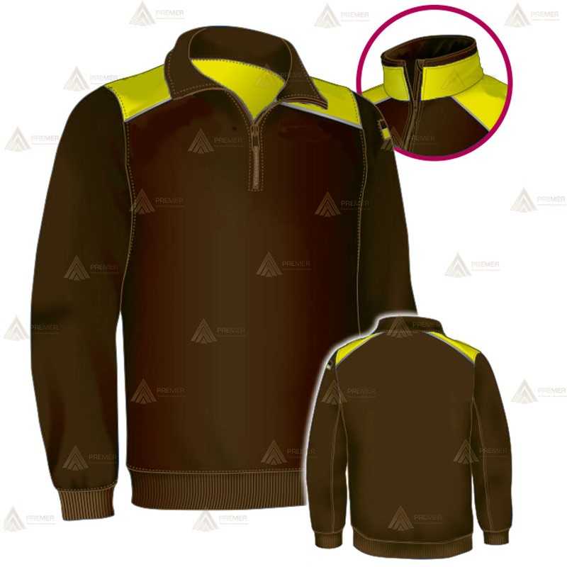 Jersey softshell bicolor con membrana PU color verde militar y amarillo flúor para Agentes Rurales y Medioambientales