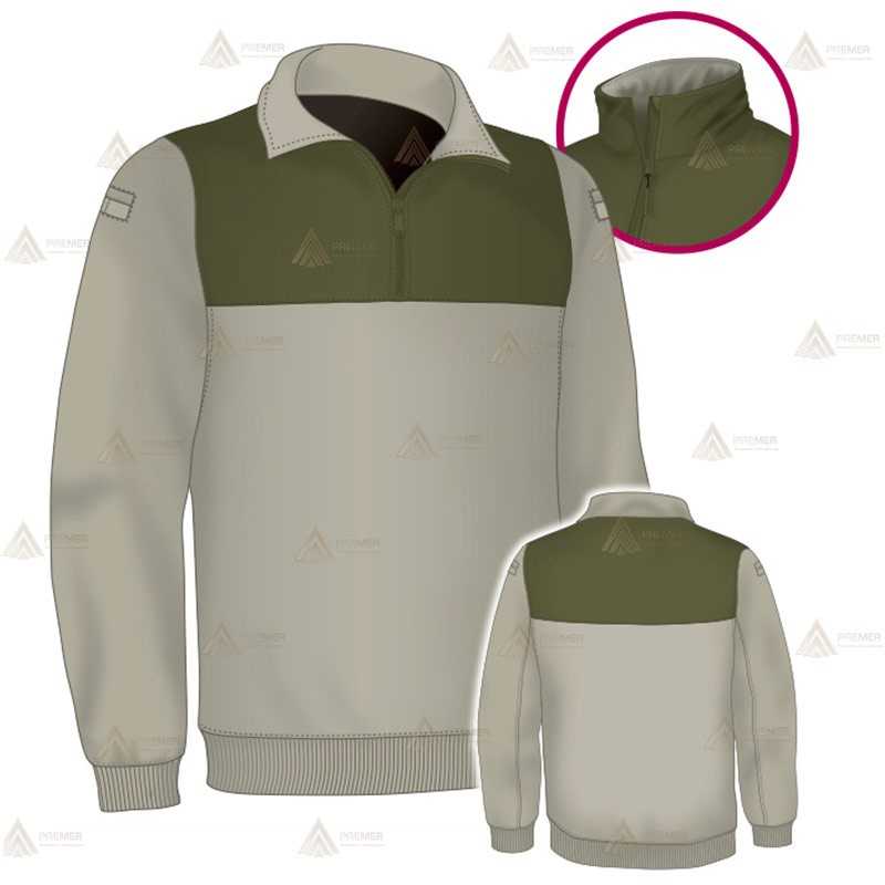Jersey softshell bicolor con membrana PU color arena y verde militar para Agentes Rurales y Medioambientales