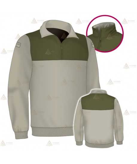 Jersey softshell bicolor con membrana PU color arena y verde militar para Agentes Rurales y Medioambientales