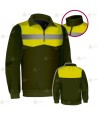 Jersey polar con media cremallera color verde militar y amarillo flúor para Agentes Rurales y Medioambientales