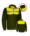 Jersey softshell bicolor con membrana PU color verde militar y amarillo flúor para Agentes Rurales y Medioambientales