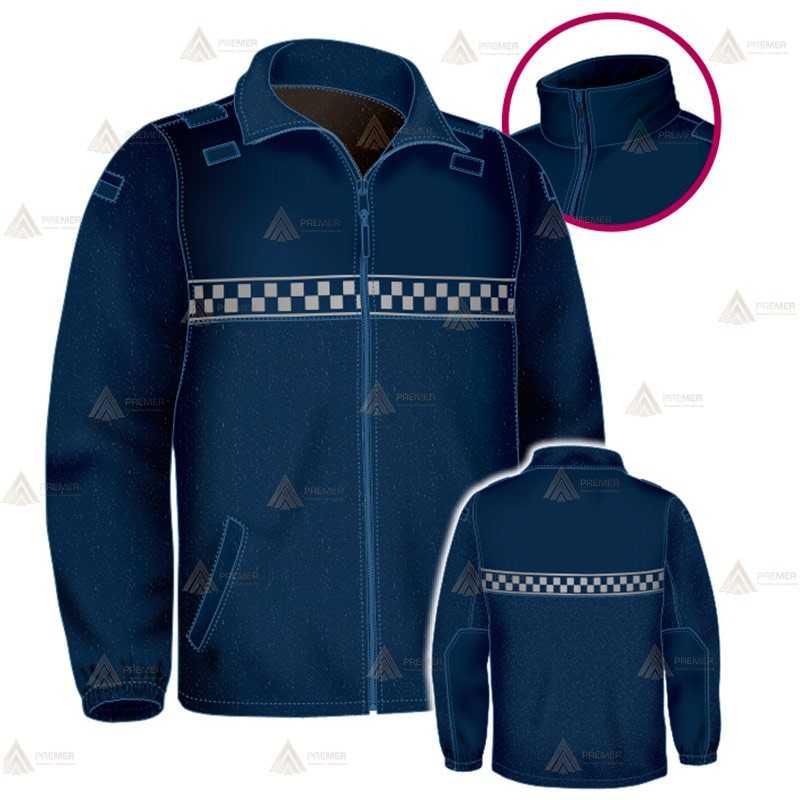 Chaqueta polar color azul marino oscuro con damero y cremallera para Policía Local