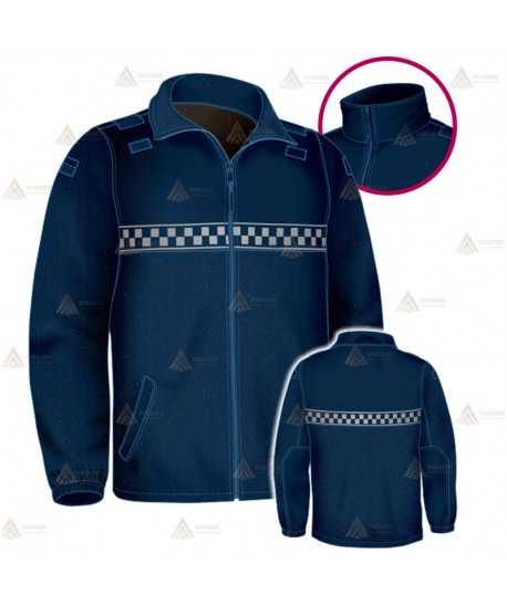 Chaqueta polar color azul marino oscuro con damero y cremallera para Policía Local