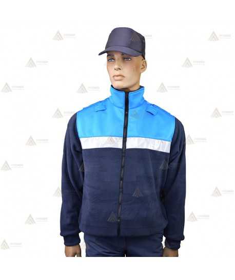 Chaqueta polar bicolor marino/azul tropical con cremallera y cinta reflectante para Policía Local