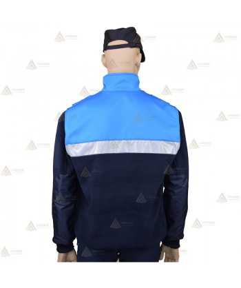 Chaqueta polar bicolor marino/azul tropical con cremallera y cinta reflectante para Policía Local