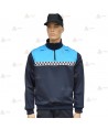Jersey softshell bicolor color marino y azul tropical con membrana y cinta damero reflectante  para Policía Local