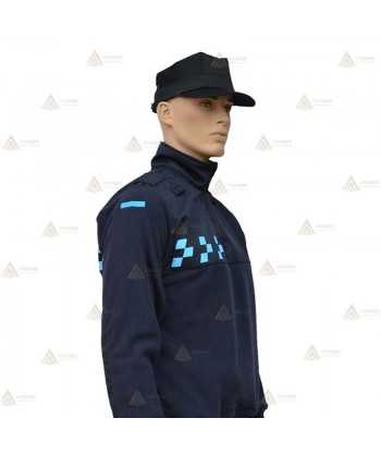 Chaqueta polar monocolor azul marino con damero azul y cremallera para Policía Local