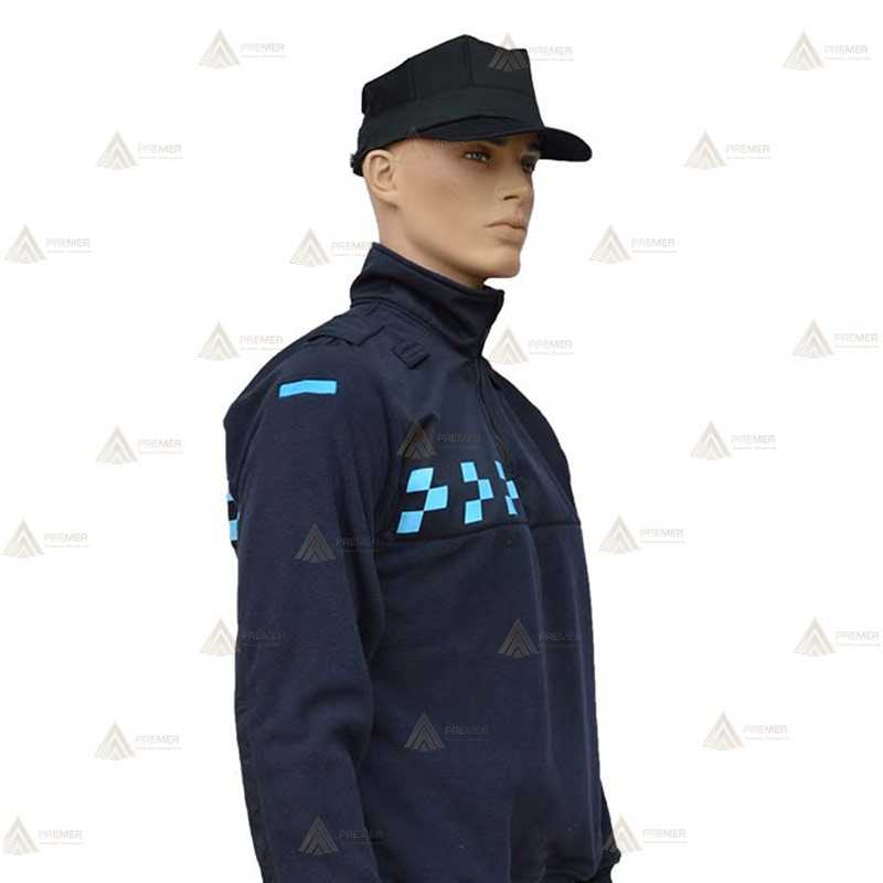 Chaqueta polar monocolor azul marino con damero azul y cremallera para Policía Local