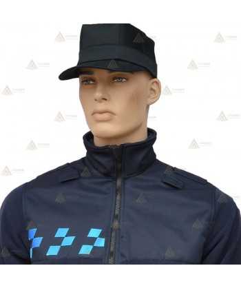 Chaqueta polar monocolor azul marino con damero azul y cremallera para Policía Local