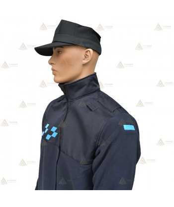 Chaqueta polar monocolor azul marino con damero azul y cremallera para Policía Local