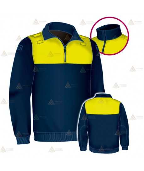 Chaqueta polar bicolor marino/amarillo flúor con cremallera para Policía Local