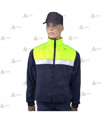 Chaqueta polar bicolor marino/amarillo flúor con cinta reflectante y cremallera para Policía Local