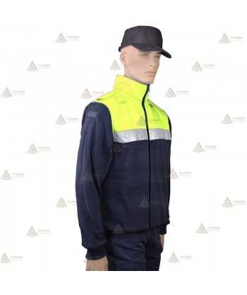 Chaqueta polar bicolor marino/amarillo flúor con cinta reflectante y cremallera para Policía Local