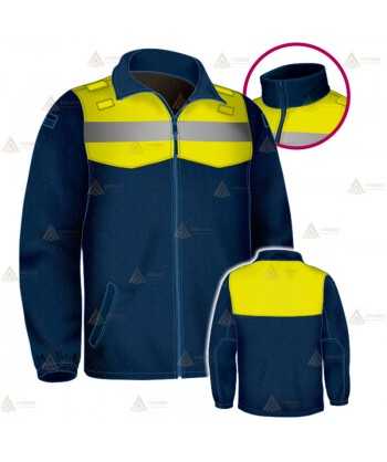 Chaqueta polar bicolor marino/amarillo flúor con cremallera para Policía Local