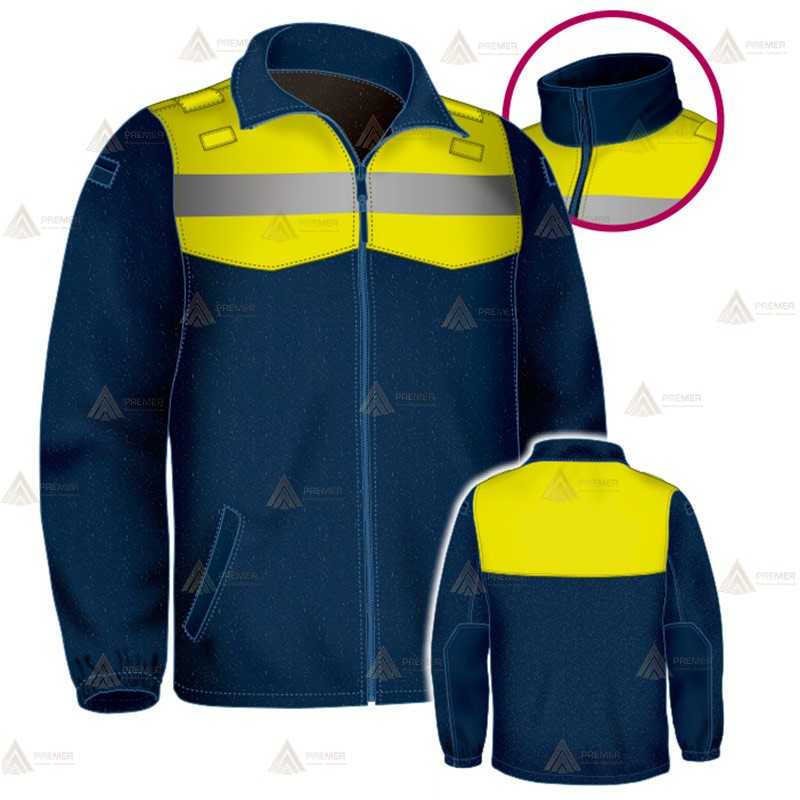 Chaqueta polar bicolor marino/amarillo flúor con cremallera para Policía Local