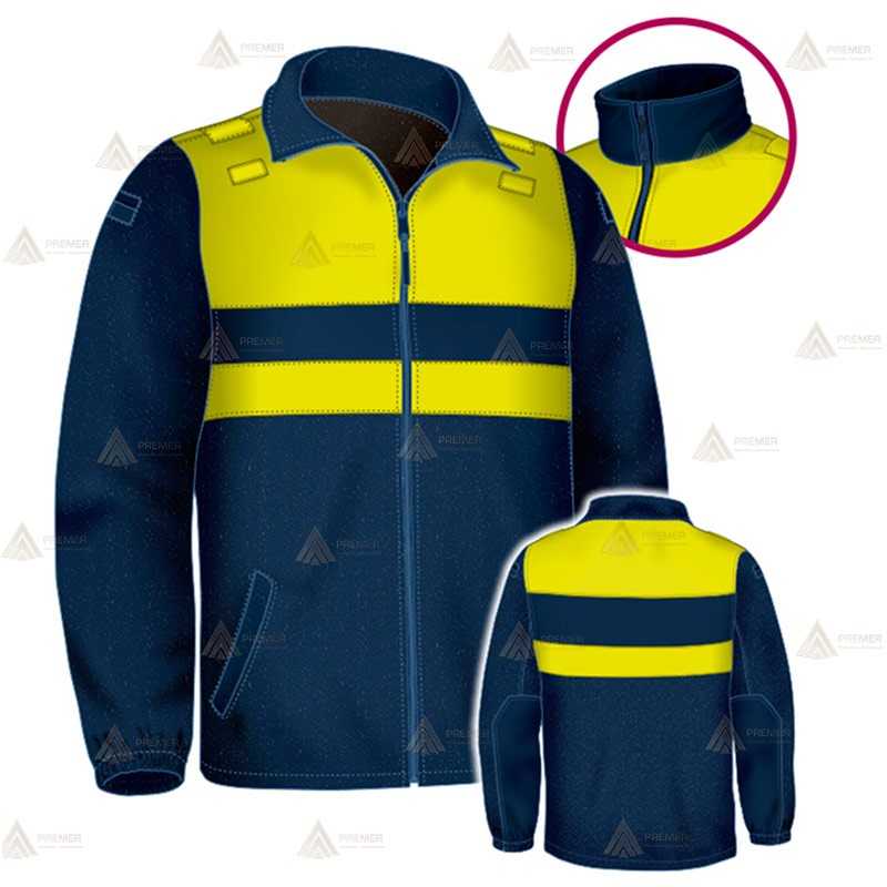 Chaqueta polar bicolor marino/amarillo flúor con cremallera para Policía Local
