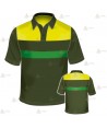 Polo transpirable de manga corta para Agentes Forestales en color verde militar y amarillo flúor