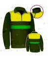 Jersey polar con media cremallera color verde militar y amarillo flúor para Agentes Rurales y Medioambientales