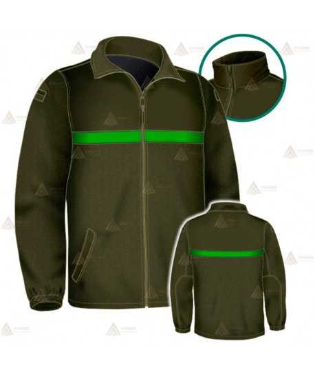 Chaqueta polar monocolor verde militar con cremallera para Agentes rurales y medioambientales