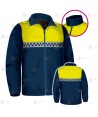 Chaqueta polar bicolor marino/amarillo flúor con damero reflectante y cremallera para Policía Local