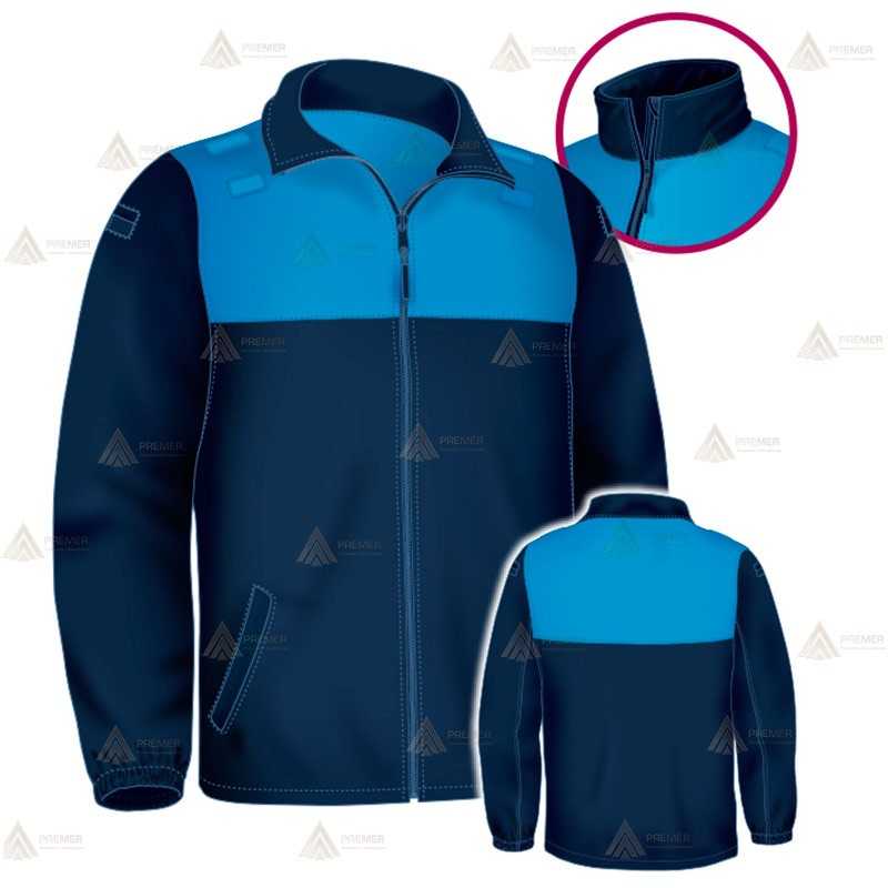Chaqueta softshell color azul marino y azul tropical con membrana PU para Policía Local
